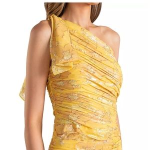 Shoshanna Sia Metallic Silk Lemon and Gold Gown